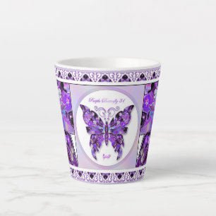 Taza De Café Latte Mariposa morada 31