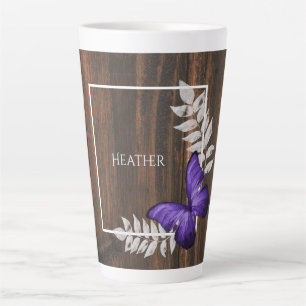 Taza De Café Latte Mariposa púrpura Rusa Personalizada Latte Mug