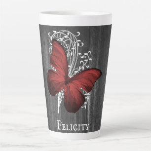 Taza De Café Latte Mariposa roja rusa personalizada Latte Mug