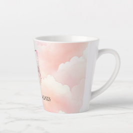 Taza De Café Latte Mariposa Rosa bonito En Las Nubes