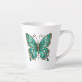 Taza De Café Latte Mariposa turquesa elegante