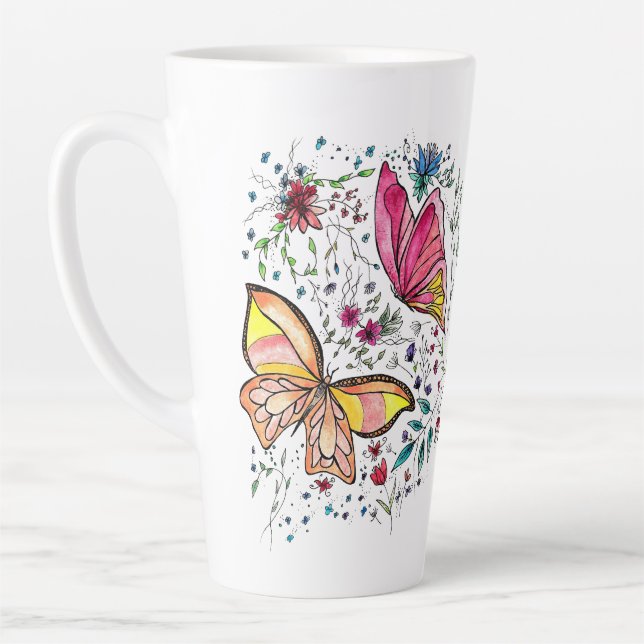 Taza De Café Latte Mariposas (Izquierda)