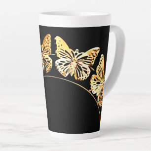 Taza De Café Latte Mariposas de oro