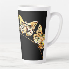 Taza De Café Latte Mariposas de oro