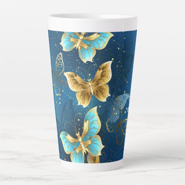 Taza De Café Latte Mariposas doradas (Anverso)