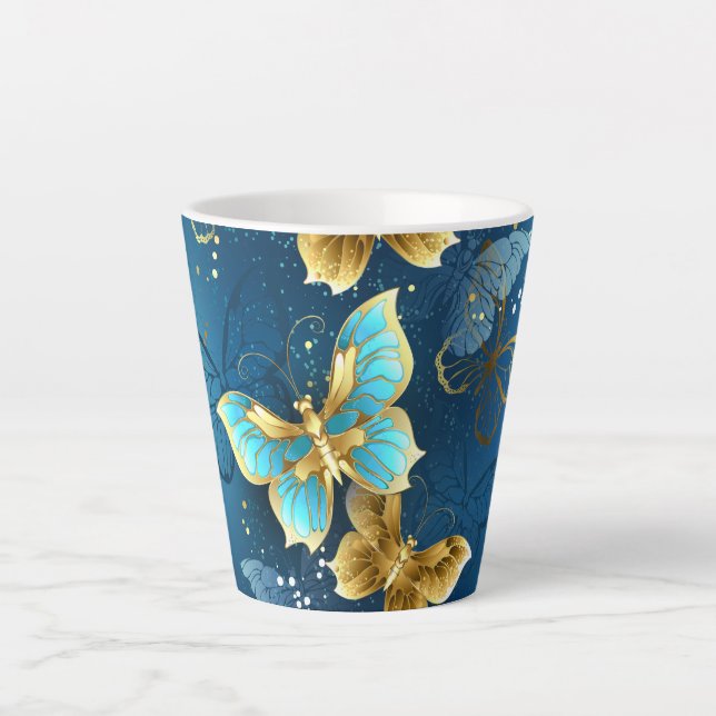 Taza De Café Latte Mariposas doradas (Anverso)