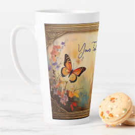 Taza De Café Latte Mariposas en el marco
