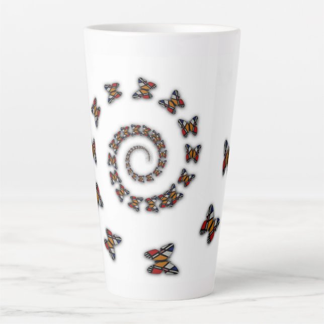 Taza De Café Latte Mariposas espirales (Anverso)