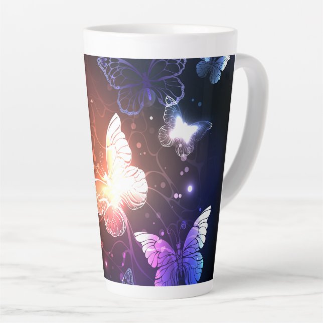Taza De Café Latte Mariposas nocturnas brillantes (Ángulo derecho)