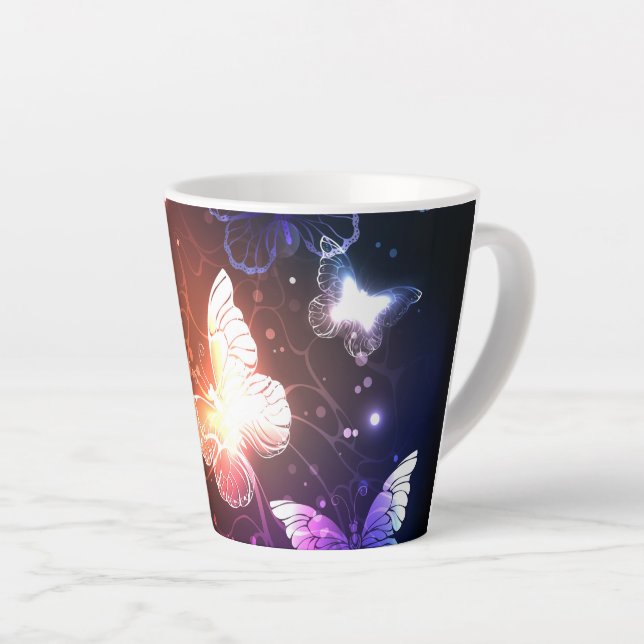 Taza De Café Latte Mariposas nocturnas brillantes (Ángulo derecho)