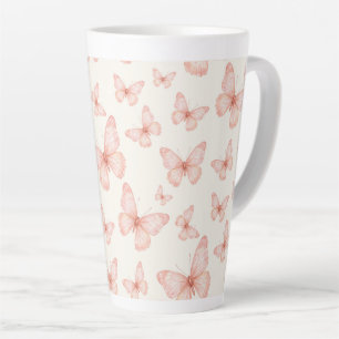 Taza De Café Latte Mariposas rosadas bonitas