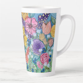 Taza De Café Latte Mariposas y flores Latte Mug
