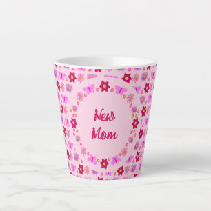 Taza De Café Latte Mariposas y flores Personalizado de la bebé rosa