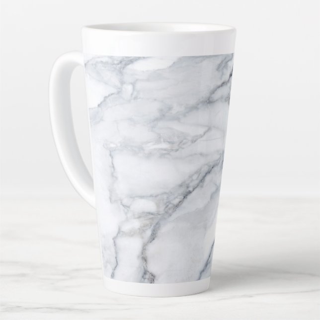 Taza De Café Latte Mármol blanco Carrara Textura de Calacatta (Ángulo izquierdo)