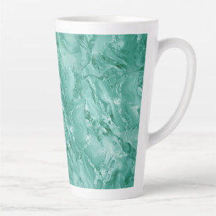 Taza De Café Latte Mármol Detallado Giratorio en Verde Turquesa