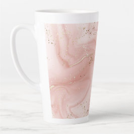 Taza De Café Latte Mármol Rosa Rubor Brillo Dorado Patrón Abstracto