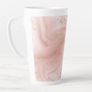 Taza De Café Latte Mármol Rosa Rubor Brillo Dorado Patrón Abstracto
