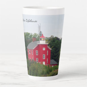 Taza De Café Latte Marquette Harbour Lighthouse lata mug