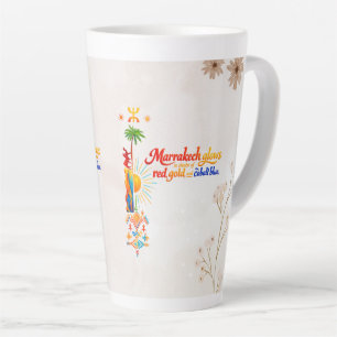 Taza De Café Latte Marrakech Brilla – Camiseta de Arte Marroquí Vibra
