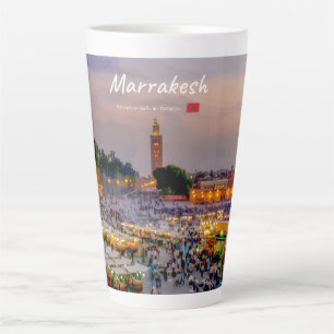 Taza De Café Latte Marrakech, Marruecos - Plaza Jemaa el Fnaa Grande