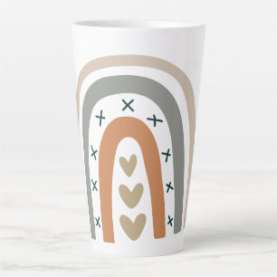 Taza De Café Latte Marrón arcoiris beige gris moderno blanco
