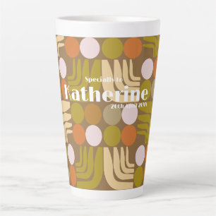 Taza De Café Latte Marrón Naranja Verde Bohemioco