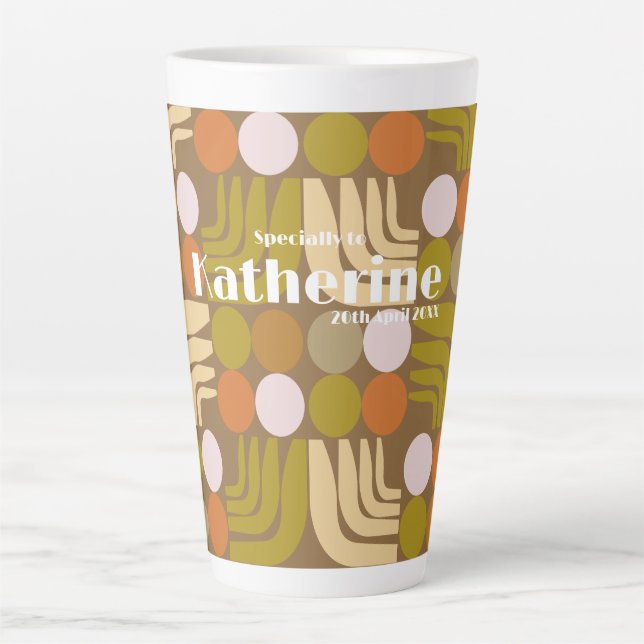 Taza De Café Latte Marrón Naranja Verde Bohemioco (Anverso)
