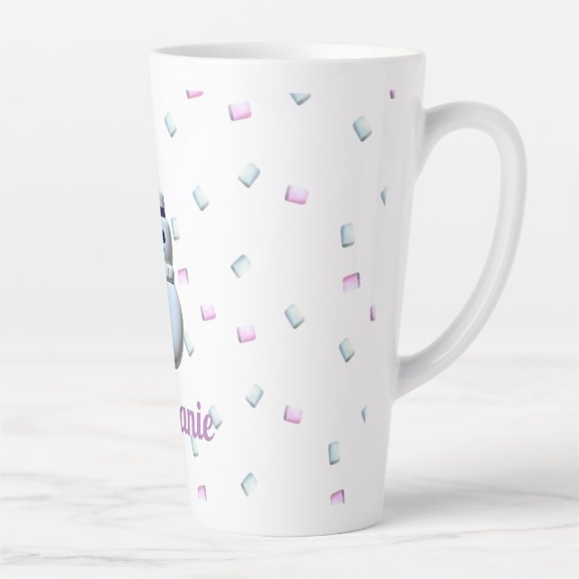 Taza De Café Latte Marshmallow de Snowman personalizado Latte Mug (Derecha)