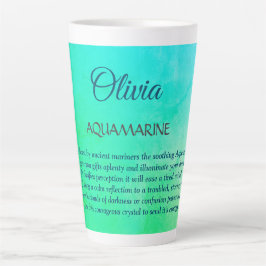 Taza De Café Latte Marzo Diseño de Birthstone Aquamarine