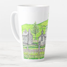 Taza De Café Latte Masa de latte de la granja de primavera