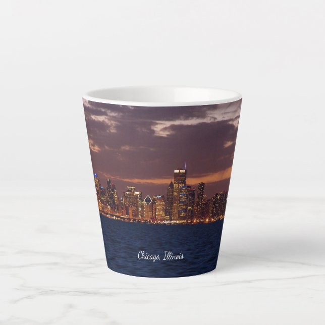 Taza De Café Latte Masa latte de Chicago Skyline (Anverso)