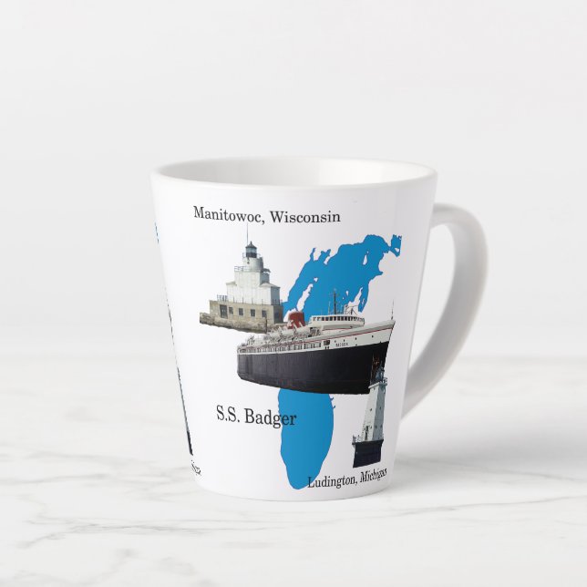 Taza De Café Latte Masa latte del lago Badger Michigan (Ángulo derecho)