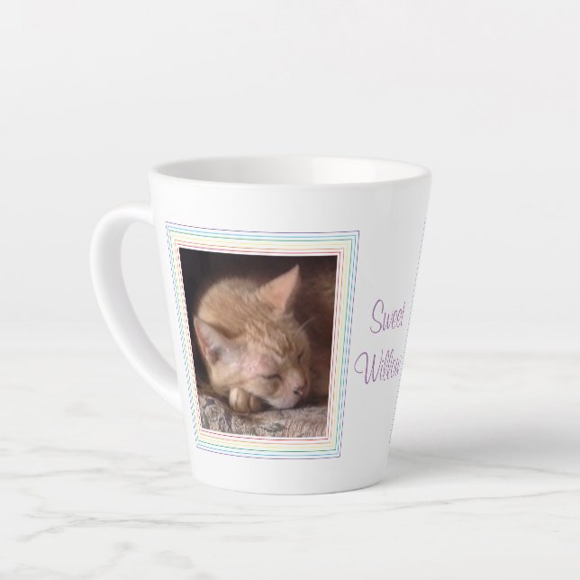 Taza De Café Latte MASCOTA AMOR Latte Mug + Texto / Arcoiris (Ángulo izquierdo)