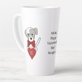 Taza De Café Latte Mascota Madre El día de San Valentín Cachorro Cora