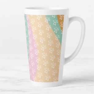 Taza De Café Latte Mascota retro Paw Imprimir Marble Groovy