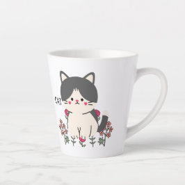 Taza De Café Latte Mascota Simple y Moderno Nombre y foto de la tipog
