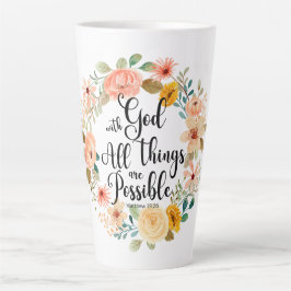 Taza De Café Latte Mateo 19:26 Posible con la floral de la Escritura 