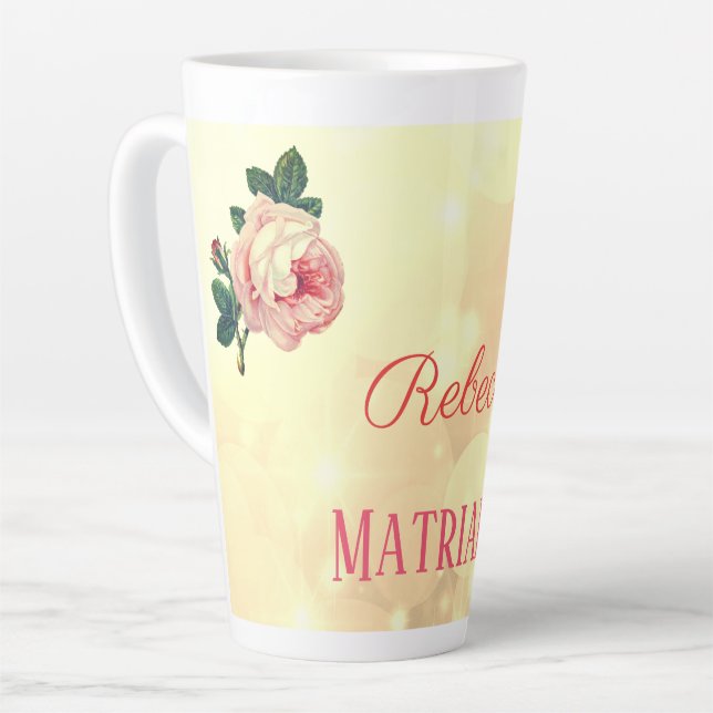 Taza De Café Latte Matriarca madre de Rosas personalizados (Ángulo izquierdo)