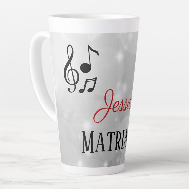 Taza De Café Latte Matrimonio musical de plata personalizada (Ángulo izquierdo)