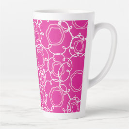 Taza De Café Latte Matriz Floral Abstracta (Rosa Fucsia) Arte Refinad