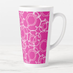 Taza De Café Latte Matriz Floral Abstracta (Rosa Fucsia) Arte Refinad