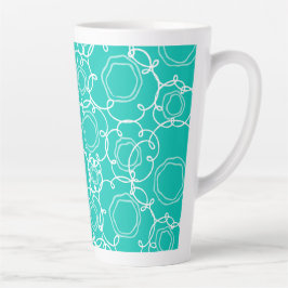 Taza De Café Latte Matriz Floral Abstracta (Verde Acuático) Arte Refi