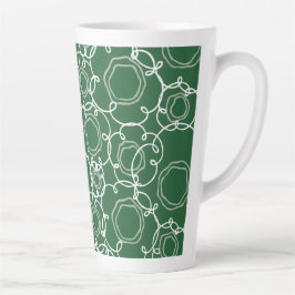 Taza De Café Latte Matriz Floral Abstracta (Verde Oscuro) Arte Refina