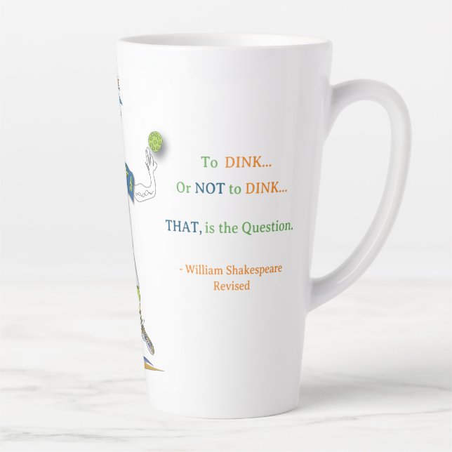 Taza De Café Latte 'Maury' - Pickleball Latte Mug (Shakespeare Rev.) (Derecha)