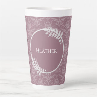 Taza De Café Latte Mauve Elegant Damask Personalizado Latte Mug