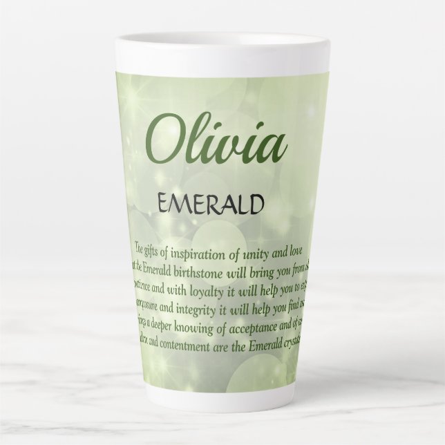 Taza De Café Latte May Birthstone Emerald design (Anverso)