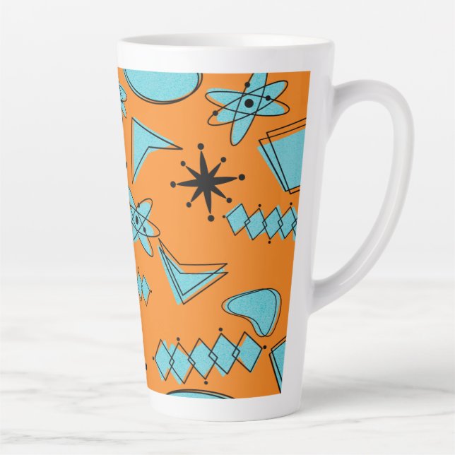 Taza De Café Latte MCM Formas atómicas Turquesa en Naranja (Derecha)