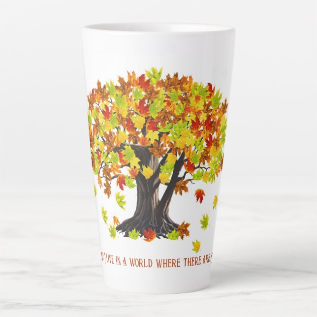 Taza De Café Latte Me alegro mucho de vivir en un mundo. (Anverso)