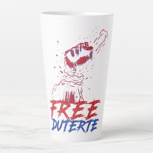 Taza De Café Latte Me Defiendo A Duterte Free DU30 Duterte (Anverso)