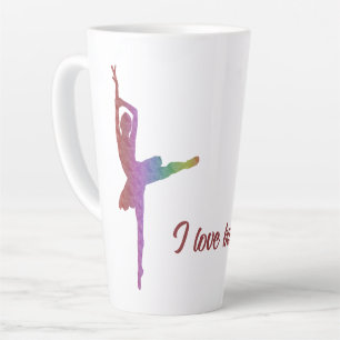 Taza De Café Latte Me encanta el ballet Latte Mug con Silhouette Ball